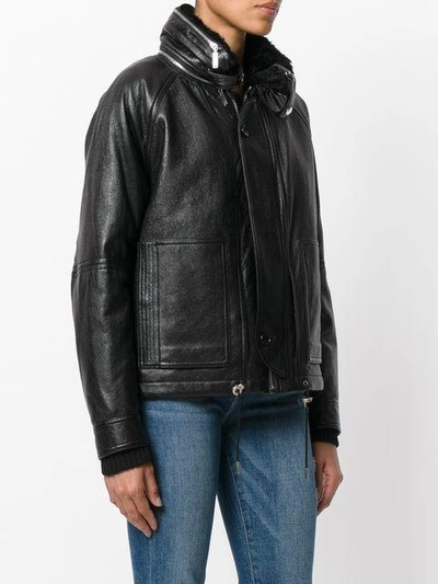 Shop Saint Laurent Slouchy Leather Parka Jacket - Black