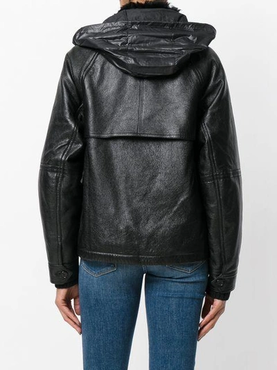 Shop Saint Laurent Slouchy Leather Parka Jacket - Black