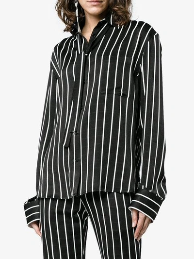 Shop Haider Ackermann Striped Satin Shirt In Black