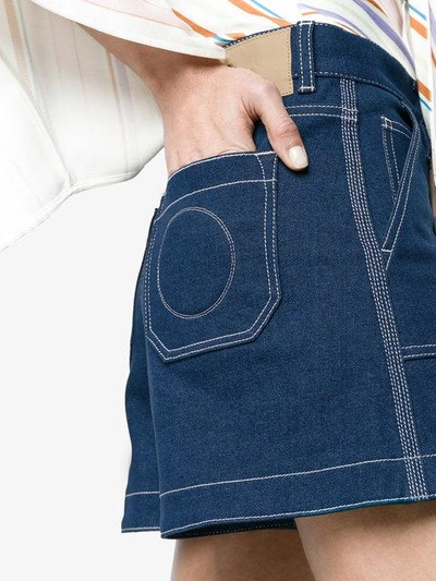 Shop Chloé A-line Cotton Blend Denim Shorts - Blue