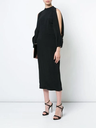 Shop Cushnie Et Ochs Cushnie Sleeve Slit Dress - Black