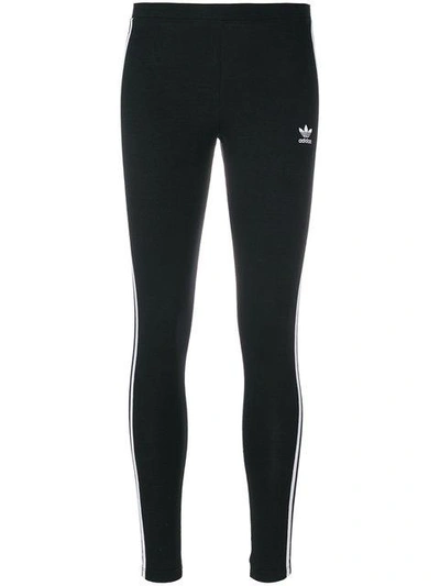 Adidas Originals Black 3-stripes Leggings In Black