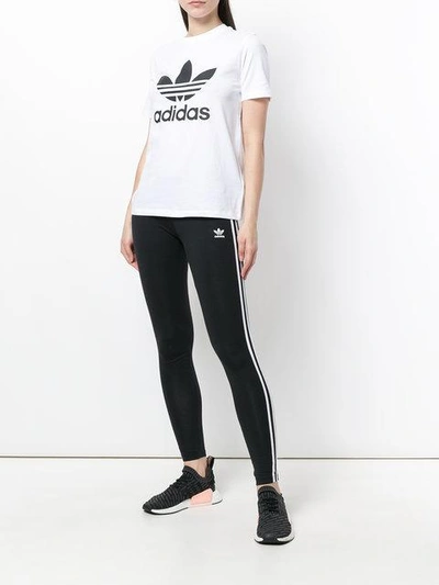 Adidas Originals Black 3-stripes Leggings In Black