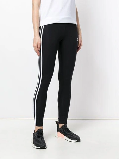 Adidas Originals Black 3-stripes Leggings In Black
