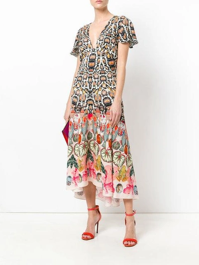 Temperley London Printed Plunge Neck Dress In Multicolour