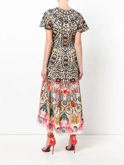Temperley London Printed Plunge Neck Dress In Multicolour