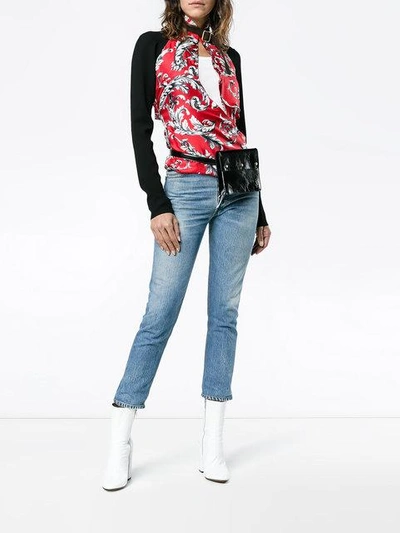 Shop Jw Anderson High Neck Filigree Print Top In 623/475 Cherry