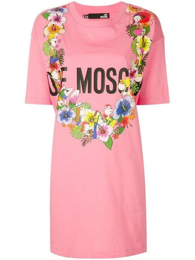 Shop Love Moschino Floral Logo T-shirt Dress
