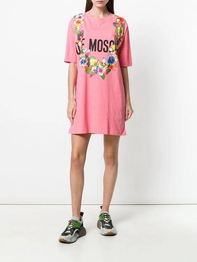 Shop Love Moschino Floral Logo T-shirt Dress
