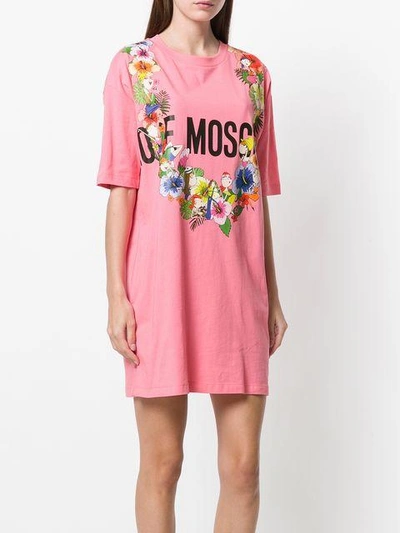 Shop Love Moschino Floral Logo T-shirt Dress