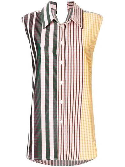 Shop Marni Striped Sleeveless Shirt In Multicolour
