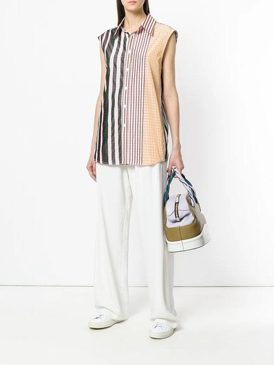 Shop Marni Striped Sleeveless Shirt In Multicolour