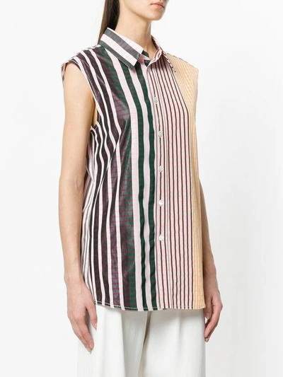 Shop Marni Striped Sleeveless Shirt In Multicolour