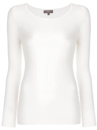 Shop N•peal Superfine Round Neck Sweater In White