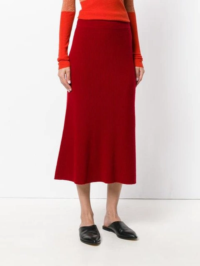 Shop Cashmere In Love Midi Knit Skirt - Red