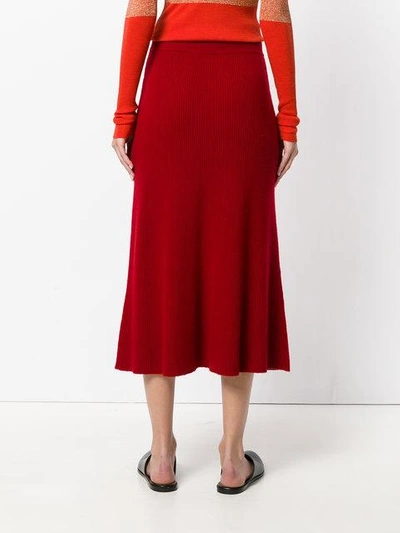 Shop Cashmere In Love Midi Knit Skirt - Red