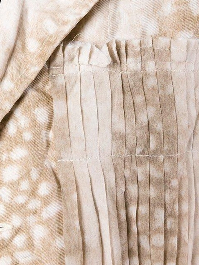 Shop Comme Des Garçons Animal Print Pleated Detailing Coat In Neutrals