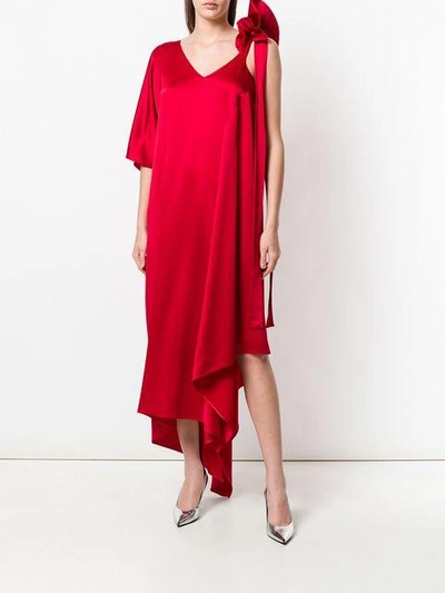 Shop Valentino Bow Strap Evening Dress In Red