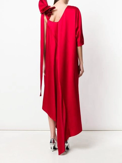 Shop Valentino Bow Strap Evening Dress In Red