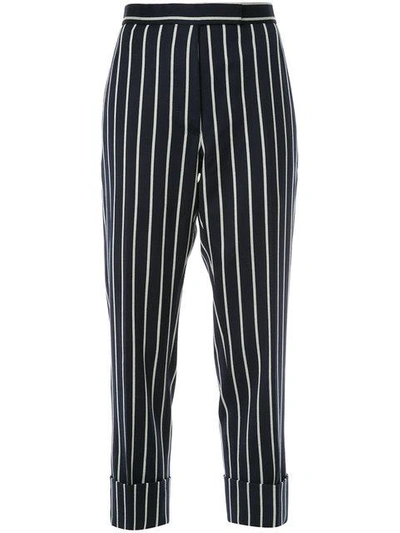 Shop Thom Browne Striped Trousers - Blue