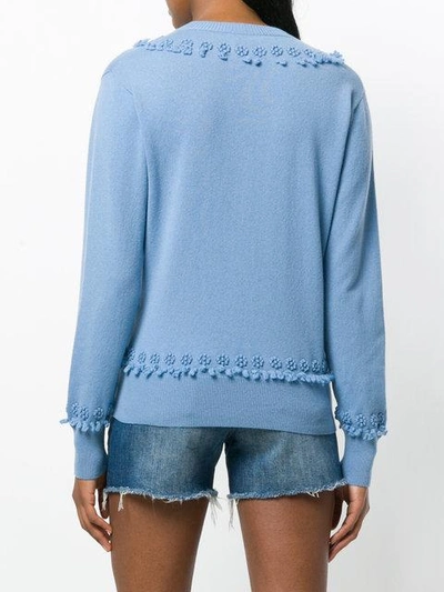 Shop Barrie Textured Trim V-neck Sweater - Blue