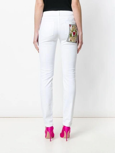 Shop Dolce & Gabbana Ace Of Hearts Embroidered Jeans In White