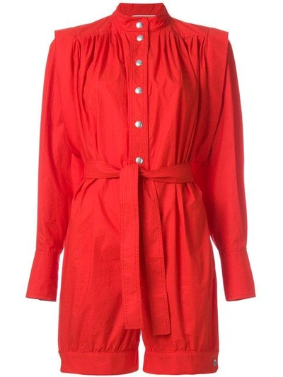 Shop Philosophy Di Lorenzo Serafini Mandarin-collar Playsuit - Red