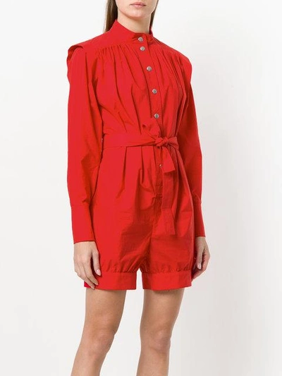 Shop Philosophy Di Lorenzo Serafini Mandarin-collar Playsuit - Red