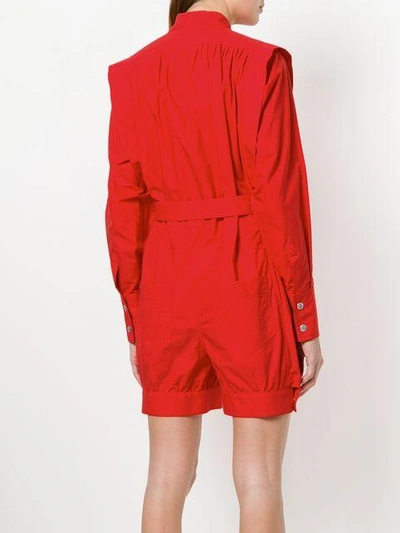 Shop Philosophy Di Lorenzo Serafini Mandarin-collar Playsuit - Red