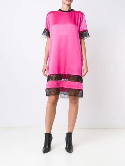 Shop Givenchy Lace Panel T-shirt Dress - Pink & Purple