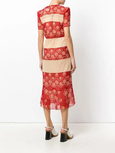 Shop Maison Margiela Floral Embroidered Midi Dress In Red