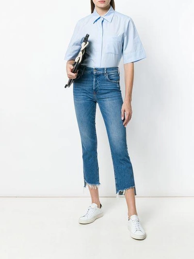 Shop 7 For All Mankind Cropped Denim Jeans In Blue