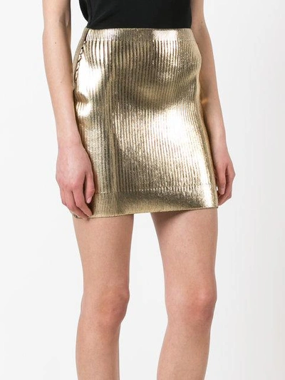 Shop Saint Laurent Metallic Coated Mini Skirt