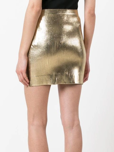 Shop Saint Laurent Metallic Coated Mini Skirt