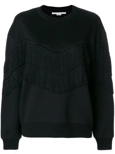 Shop Stella Mccartney Fringe-trimmed Sweatshirt In Black
