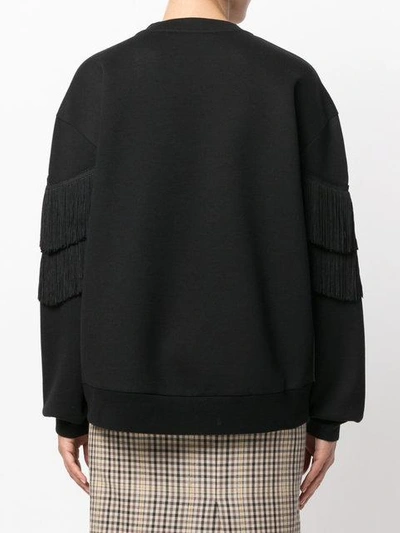 Shop Stella Mccartney Fringe-trimmed Sweatshirt In Black