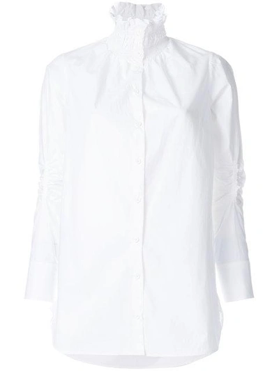 Shop Carven Smocked Collared Shirt - White