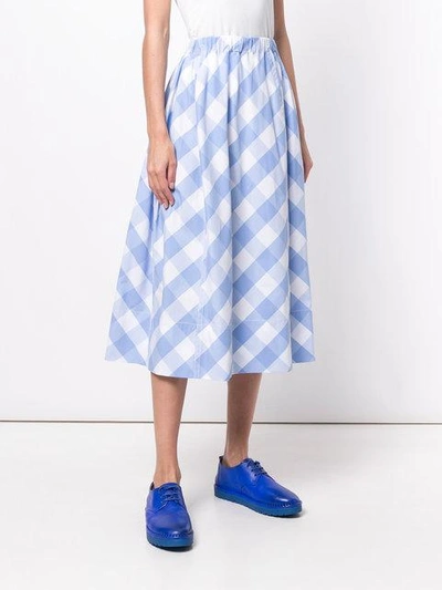 Shop Marni Checked Midi Skirt - Blue