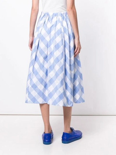 Shop Marni Checked Midi Skirt - Blue