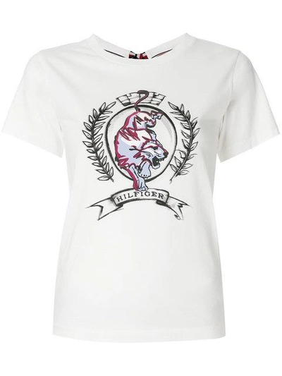 Shop Tommy Hilfiger Logo Crest T-shirt In White