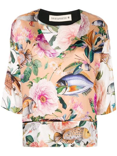 Shop Shirtaporter V-neck Floral Blouse - Multicolour