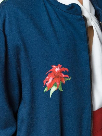 Shop Isolda Floral Print Bomber Jacket In Blue