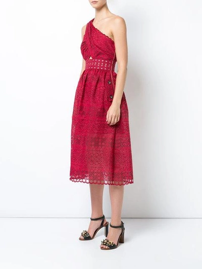 Shop Self-portrait One-shoulder Lace Dress