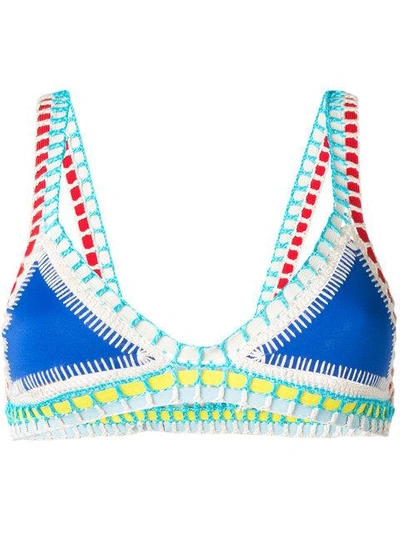 Shop Kiini Embroidered Tuesday Bikini Top In Multicolour