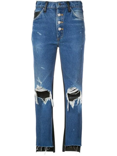 Shop Amiri Cropped Flared Jeans In Blue