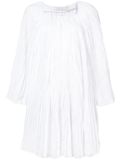 Shop Marina Moscone Pleated Oversized Dress In White