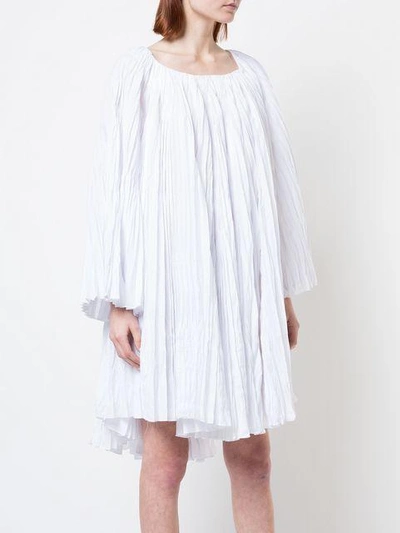Shop Marina Moscone Pleated Oversized Dress In White