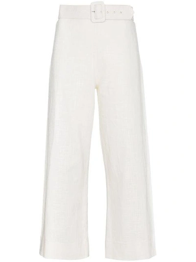 Shop Staud Skipper Linen Trousers In White