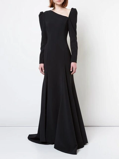 Shop Christian Siriano Long-sleeve Flared Dress - Black
