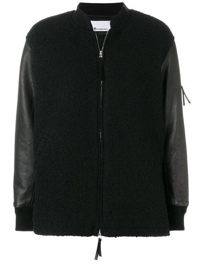 Shop Alexander Wang T T By Alexander Wang Knitted Bomber Jacket - Black